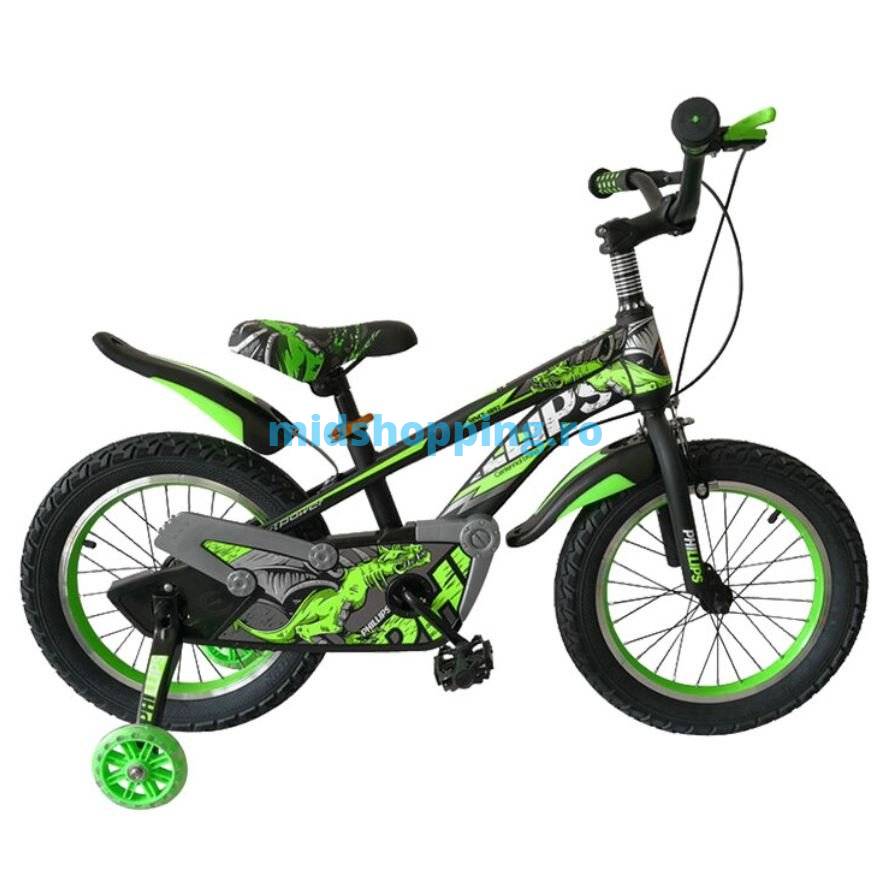 Bicicleta copii, Go verde dimensiune 12 inch,roti silicon,sonerie,varsta 2-4 ani