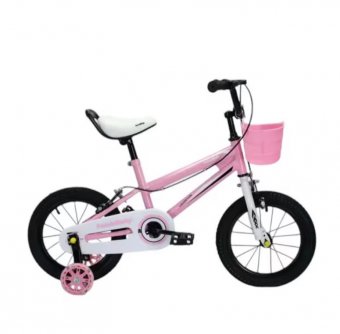 Bicicleta Copii 16″, Roz, cu Roti Ajutatoare si cosulet, varsta 4-6 ani