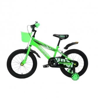 Bicicleta Copii Feichi  14″, Verde, cu Roti Ajutatoare si cosulet, varsta 3-5 ani