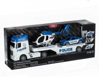 Camion de Politie cu Elicopter Sunet & Lumini