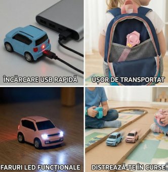 Ceas cu Mașină RC - Jucărie Interactivă, Încărcare USB, Rază 30 m, Cadou Perfect pentru Copii