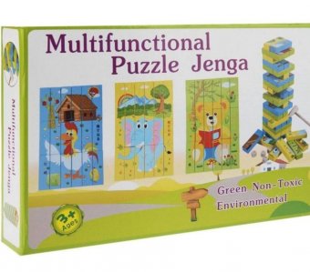 Jenga puzzle 3 imagini 54 piese Joc din lemn