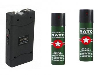 Kit autoaparare format din electrosoc NMS TW-800 si 2 spray Nato paralizant