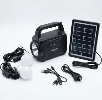 Kit Solar cu Lampă U și 3 Becuri LED GDLite 1 - Acumulator 6V 4Ah, Panou Solar 3.5W și Port USB