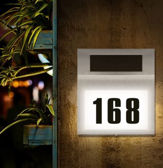Lampa solara LED de exterior numar casa, Haushalt International, 3 x numere 0-9, 1 x litere mici