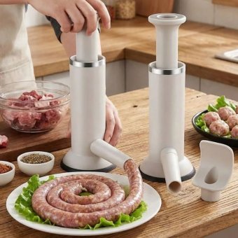 Mașină de Umplut Cârnați și Chiftele - Design 2-în-1, 2 Duze de Dimensiuni Diferite, Material Alimentar