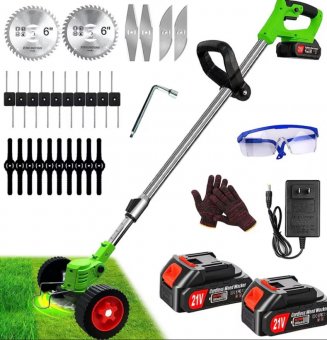 Motocoasa Electrica 3-in-1 PRO | Trimmer cu Acumulator 48V - Taie Iarba, Gard Viu si Crengi Groase, 18000 RPM, Roti Detasabile, Fara Emisii Verde 1800 W