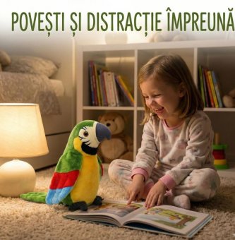 Papagal Vorbitor de Jucărie - Multicolor, Pufos, cu Funcție de Repetare