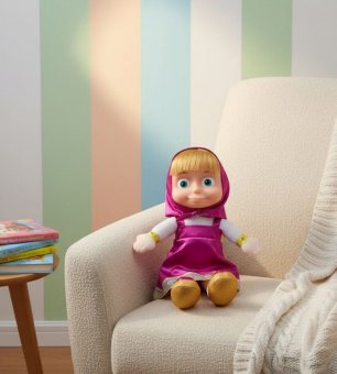 Papusa Masha din plus cu sunete  ,canta si vorbeste .25 cm 