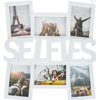 Rama Foto 3D Alba Selfies pentru 6 Poze 40x45cm