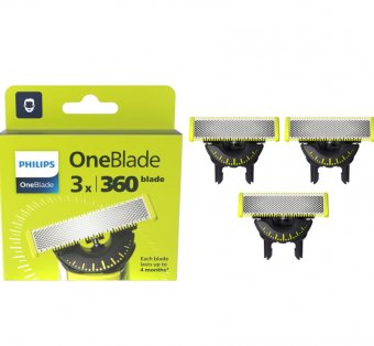 Rezerva PHILIPS OneBlade 360, QP430/50, otel inoxidabil, umed si uscat, kit 3 lame, pentru orice model PHILIPS OneBlade 