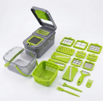 Răzătoare Multifuncțională 22 Piese, cu Accesorii Inox pentru Feliere ,salata boeuf