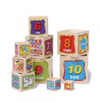 Set 10 cuburi cognitive din lemn cu ilustratii