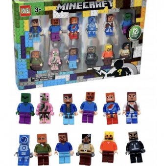 Set 12 Figurine Minecraft, cu accesorii, multicolor, 4-5cm