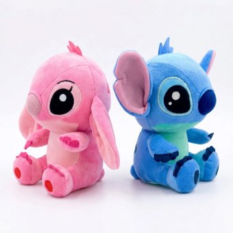 Set 2 Jucării de Plus Lilo și Stitch, 20 cm, Plușuri Moi Albastru și Roz pentru Copii