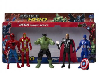Set 5 figurine tip Super Eroi Avengers Marvel: Hulk, IronMan, SpiderMan, Captain America, Thor, 14 cm, +3 ani, articulate