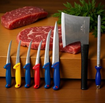 Set 7 cutite pentru macelari + satar pentru oase,produse in Germania 