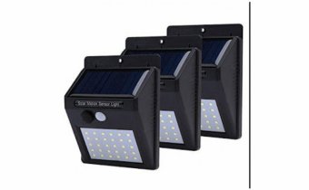 Set cu 3 lampi LED solare cu senzor de miscare, pentru garaje, scari, usi sau debara