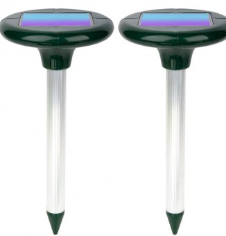 Set de 2 aparate solare ultrasonice contra cartite, soareci, popandai si alte rozatoare, AEXYA, verde cu alb