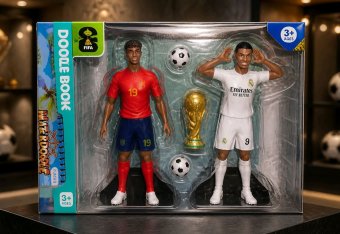  Set Promotional Lamine Yamal  si  Kylian Mbappé,Figurine 25 cm + cupa mondiala + 2 mingi ,Campionatu Mondial 