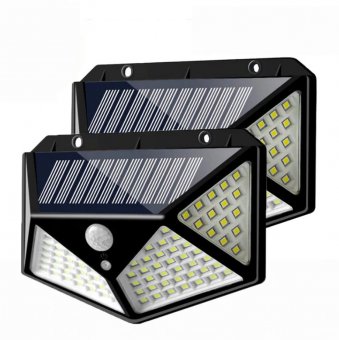 Set x 2 Lampi solara de perete cu senzor de miscare si lumina 100 LED-uri