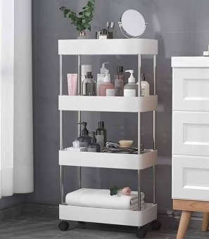 Suport depozitare, cu 4 rafturi tip carucior modular pentru baie sau bucatarie