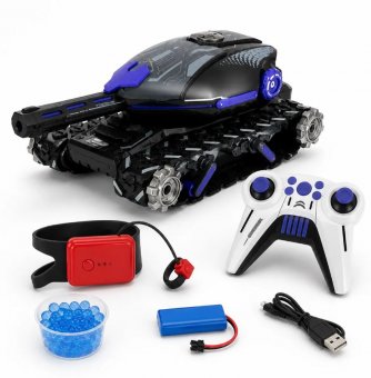 Tanc RC cu Telecomandă, Mingi de Apă, Turelă Mobilă, Lumini și Sunete, Set 1000 Bile