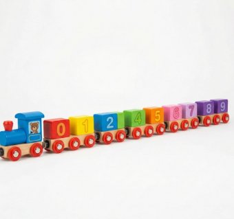 Tren Magnetic din Lemn cu Numere - Jucărie Educativă pentru Copii, Dezvoltă Motricitatea, Imaginația 