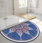 Covor Semicerc Antiderapant 50x80 cm - Design Abstract Modern, Utilizare Interior și Exterior, Grosime 6 mm și Bază Anti-Alunecare