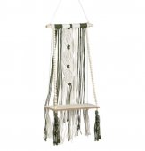 Decoratiune Suspendabila Raft din Lemn cu Model Macrame 25x13x42cm