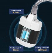 Dus portabil pentru camping, incarcare USB, 2200mAh, 1.5m furtun, multifunctional