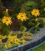 Floare cu Incarcare Solara Stick Floare Soarelui cu Lumina Alba Calda 70cm