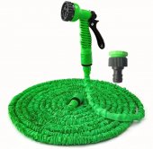Furtun Extensibil Verde 30 metri, Pistol cu 7 pozitii de udare si accesorii pentru udat incluse