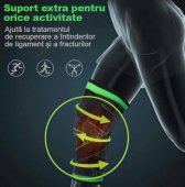Genunchiera elastica ajustabila, Orteza genunchi cu bretele elastice, bandaj pentru genunchi cu compresie respirabila 