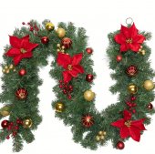 Ghirlanda Artificiala ,cu flori ,muguri ,globuri si fundite . 5 ,4 metri 