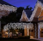 Ghirlanda luminoasa tip perdea 500 LED-uri, 20m, pentru interior/exterior, iluminare alba