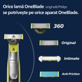 Rezerva PHILIPS OneBlade 360, QP430/50, otel inoxidabil, umed si uscat, kit 3 lame, pentru orice model PHILIPS OneBlade 