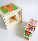 Set 10 cuburi cognitive din lemn cu ilustratii
