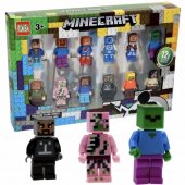 Set 12 Figurine Minecraft, cu accesorii, multicolor, 4-5cm