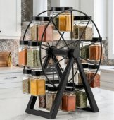 Set 18 Recipiente Condimente cu Suport Rotativ - Borcane Sticlă 99 g, Organizator Bucătărie Premium