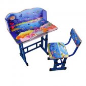 Set Birou cu scaun copii, culoare albastru, metal + pal
