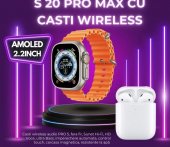 Set Complet Casti Wireless si Ceas Smart Watch
