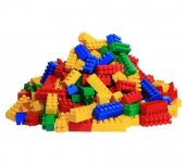 Set cuburi de construit din plastic pentru dezvoltarea creativitatii, Multicolor, 355 piese