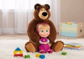 Set jucarii de plus Masha and The Bear, papusa Masha 23 cm si ursulet de plus 43 cm