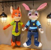 Set jucarii de plus Zootropolis, Zootopia,Iepurasul Judy si Vulpea Nick, multicolor, 35 cm