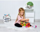 Set Montessori Camion din Lemn Multicolor cu Ciocan si Surubelnita Dimensiuni 29x10.5x11cm
