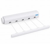 Suport de Rufe Retractabil cu 5 Sfori, 3,75 m, Pliabil, Montaj pe Perete, Alb