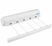 Suport de Rufe Retractabil cu 5 Sfori, 3,75 m, Pliabil, Montaj pe Perete, Alb