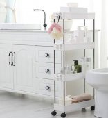 Suport depozitare, cu 4 rafturi tip carucior modular pentru baie sau bucatarie