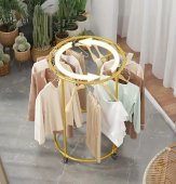 Suport rotund din oțel Inoxidabil pentru haine, cu roti, finisaj cromat, capacitate 45 kg